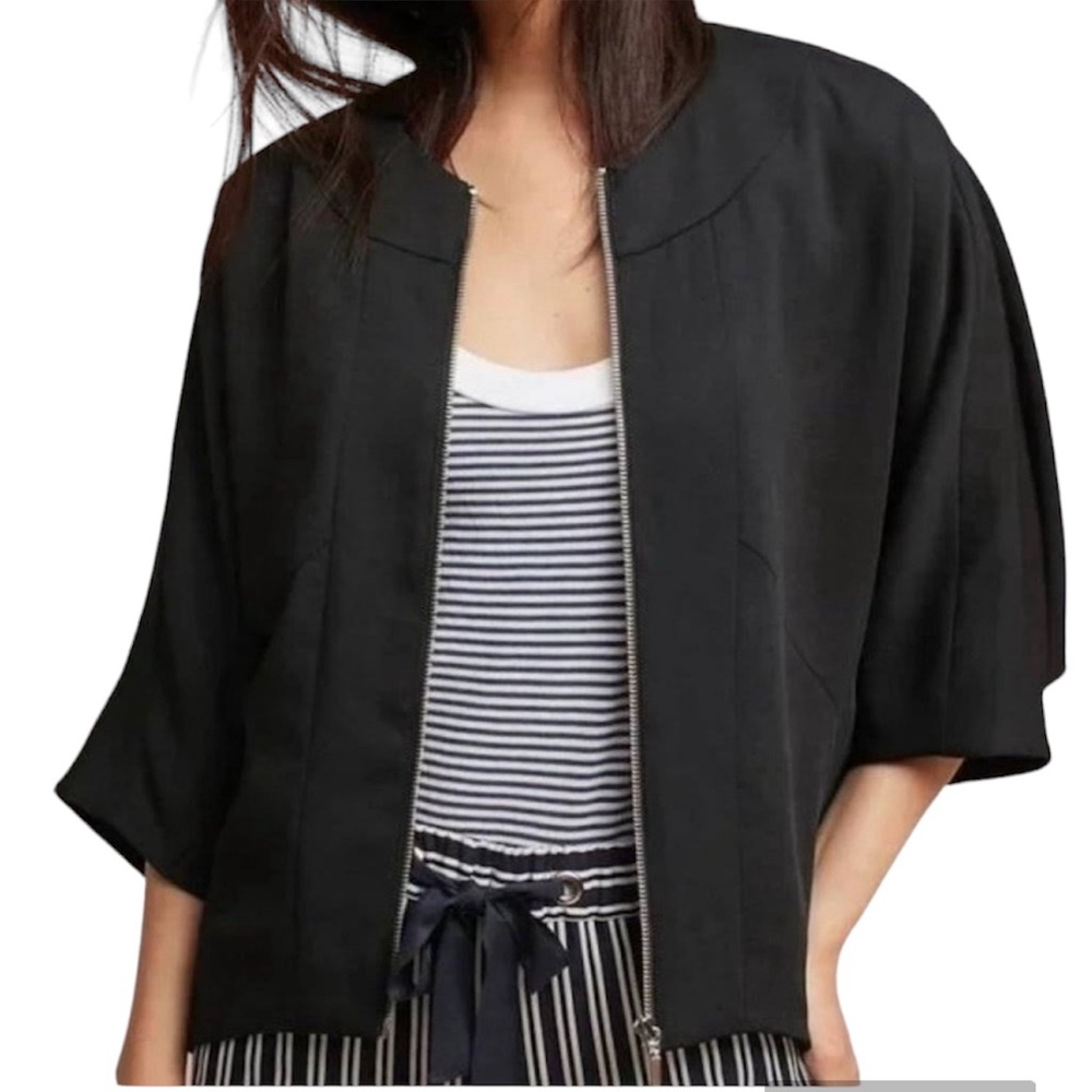Anthropologie Cartonnier Jaye Cape Zip Up Dolman Jacket Cropped Oversized Size S